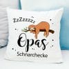 Auf dem Bild ist das Produkt: Kissen Faultier Opas Schnarchecke Polyester 40×40 cm Geschenk Geburtstag Großvater zum Preis von €11.90 abgebildet.