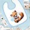 Auf dem Bild ist das Produkt: Bedrucktes Babylätzchen Fuchs Herz mit Klettverschluss Wunschnamen Individuell Kinder Lätzchen Kleinkind zum Preis von €14.90 abgebildet.