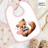 Auf dem Bild ist das Produkt: Bedrucktes Babylätzchen Fuchs Herz mit Klettverschluss Wunschnamen Individuell Kinder Lätzchen Kleinkind zum Preis von €14.90 abgebildet.