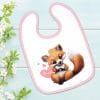 Auf dem Bild ist das Produkt: Bedrucktes Babylätzchen Fuchs Herz mit Klettverschluss Wunschnamen Individuell Kinder Lätzchen Kleinkind zum Preis von €14.90 abgebildet.