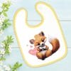 Auf dem Bild ist das Produkt: Bedrucktes Babylätzchen Fuchs Herz mit Klettverschluss Wunschnamen Individuell Kinder Lätzchen Kleinkind zum Preis von €14.90 abgebildet.