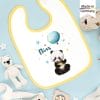 Auf dem Bild ist das Produkt: Bedrucktes Babylätzchen Panda Bär Luftballon Ballon Sterne mit Klettverschluss Wunschnamen Individuell Kinder Lätzchen Kleinkind zum Preis von €14.9 abgebildet.