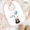 Auf dem Bild ist das Produkt: Bedrucktes Babylätzchen Panda Bär Luftballon Ballon Sterne mit Klettverschluss Wunschnamen Individuell Kinder Lätzchen Kleinkind zum Preis von €14.9 abgebildet.