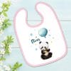 Auf dem Bild ist das Produkt: Bedrucktes Babylätzchen Panda Bär Luftballon Ballon Sterne mit Klettverschluss Wunschnamen Individuell Kinder Lätzchen Kleinkind zum Preis von €14.9 abgebildet.