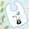 Auf dem Bild ist das Produkt: Bedrucktes Babylätzchen Panda Bär Luftballon Ballon Sterne mit Klettverschluss Wunschnamen Individuell Kinder Lätzchen Kleinkind zum Preis von €14.9 abgebildet.