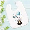 Auf dem Bild ist das Produkt: Bedrucktes Babylätzchen Panda Bär Luftballon Ballon Sterne mit Klettverschluss Wunschnamen Individuell Kinder Lätzchen Kleinkind zum Preis von €14.9 abgebildet.