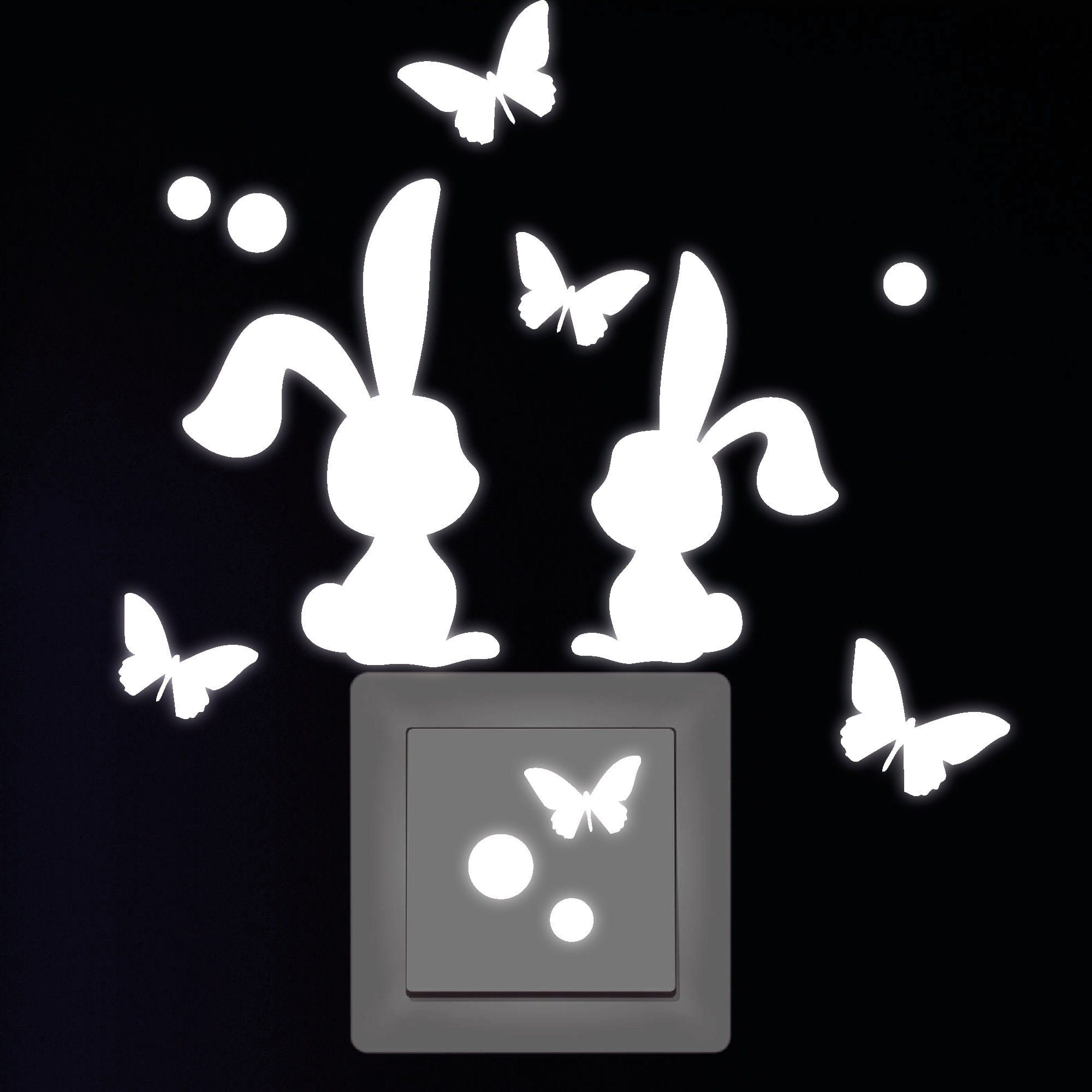 Leuchtaufkleber Hase Schmetterlinge Lichtschalter