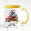 Auf dem Bild ist das Produkt: Personalisierte Tasse Faultier Spruch Mit Dir bin ich am liebsten faul Geschenk Kaffeebecher zum Preis von €17.90 abgebildet.