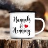 Auf dem Bild ist das Produkt: Personalisiertes individualisiertes Geschenk Campingbecher Emaille Paar – Wunschnamen Tasse, Geburtstagsgeschenk Liebe zum Preis von €17.90 abgebildet.