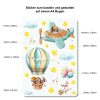 Auf dem Bild ist das Produkt: Sticker Set Aufkleber Kinderzimmer Tiere Wandtattoo Hase Giraffe Eule Bär Heißluftballon Fahrrad Roller Dekoration, Geburtstagsgeschenk zum Preis von €14.9 abgebildet.