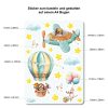 Auf dem Bild ist das Produkt: Sticker Set Aufkleber Kinderzimmer Tiere Wandtattoo Hase Giraffe Eule Bär Heißluftballon Fahrrad Roller Dekoration, Geburtstagsgeschenk zum Preis von €14.9 abgebildet.