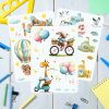 Auf dem Bild ist das Produkt: Sticker Set Aufkleber Kinderzimmer Tiere Wandtattoo Hase Giraffe Eule Bär Heißluftballon Fahrrad Roller Dekoration, Geburtstagsgeschenk zum Preis von €14.9 abgebildet.