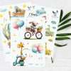 Auf dem Bild ist das Produkt: Sticker Set Aufkleber Kinderzimmer Tiere Wandtattoo Hase Giraffe Eule Bär Heißluftballon Fahrrad Roller Dekoration, Geburtstagsgeschenk zum Preis von €14.9 abgebildet.