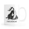 Auf dem Bild ist das Produkt: Tasse bedruckt Dachs Aufschrift Frechdachs, Kaffeetasse weiß, Geschenk Geburtstag 330 ml zum Preis von €15.90 abgebildet.