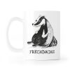 Auf dem Bild ist das Produkt: Tasse bedruckt Dachs Aufschrift Frechdachs, Kaffeetasse weiß, Geschenk Geburtstag 330 ml zum Preis von €15.90 abgebildet.