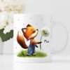 Auf dem Bild ist das Produkt: Tasse bedruckt Fuchs Pusteblume personalisiert Wunschname Fuchstasse Geschenk Geburtstag zum Preis von €18.9 abgebildet.