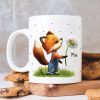 Auf dem Bild ist das Produkt: Tasse bedruckt Fuchs Pusteblume personalisiert Wunschname Fuchstasse Geschenk Geburtstag zum Preis von €18.9 abgebildet.