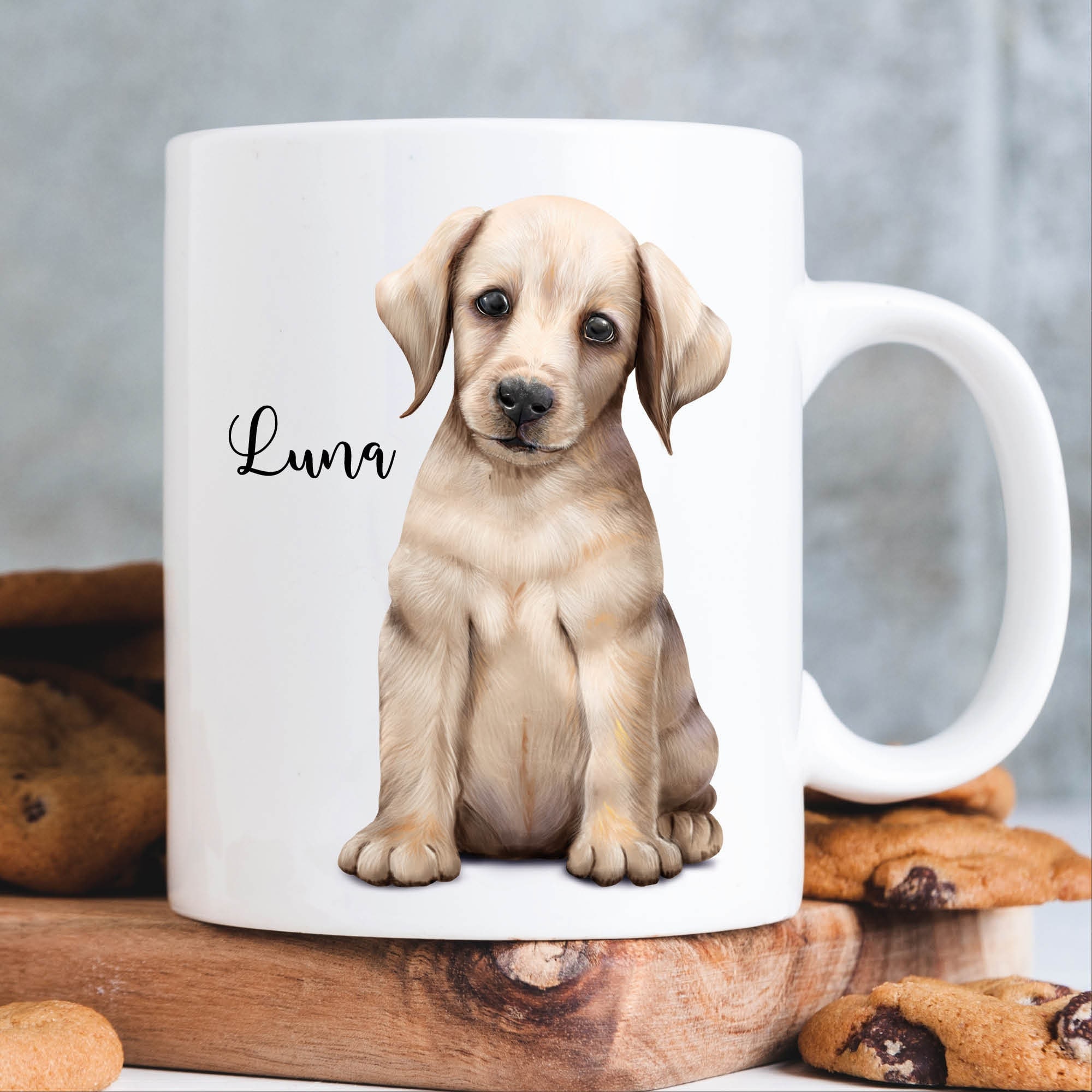 Tasse bedruckt Hund Labrador mit Wunschnamen Kaffeetasse, personalisiert, Geschenk Geburtstag