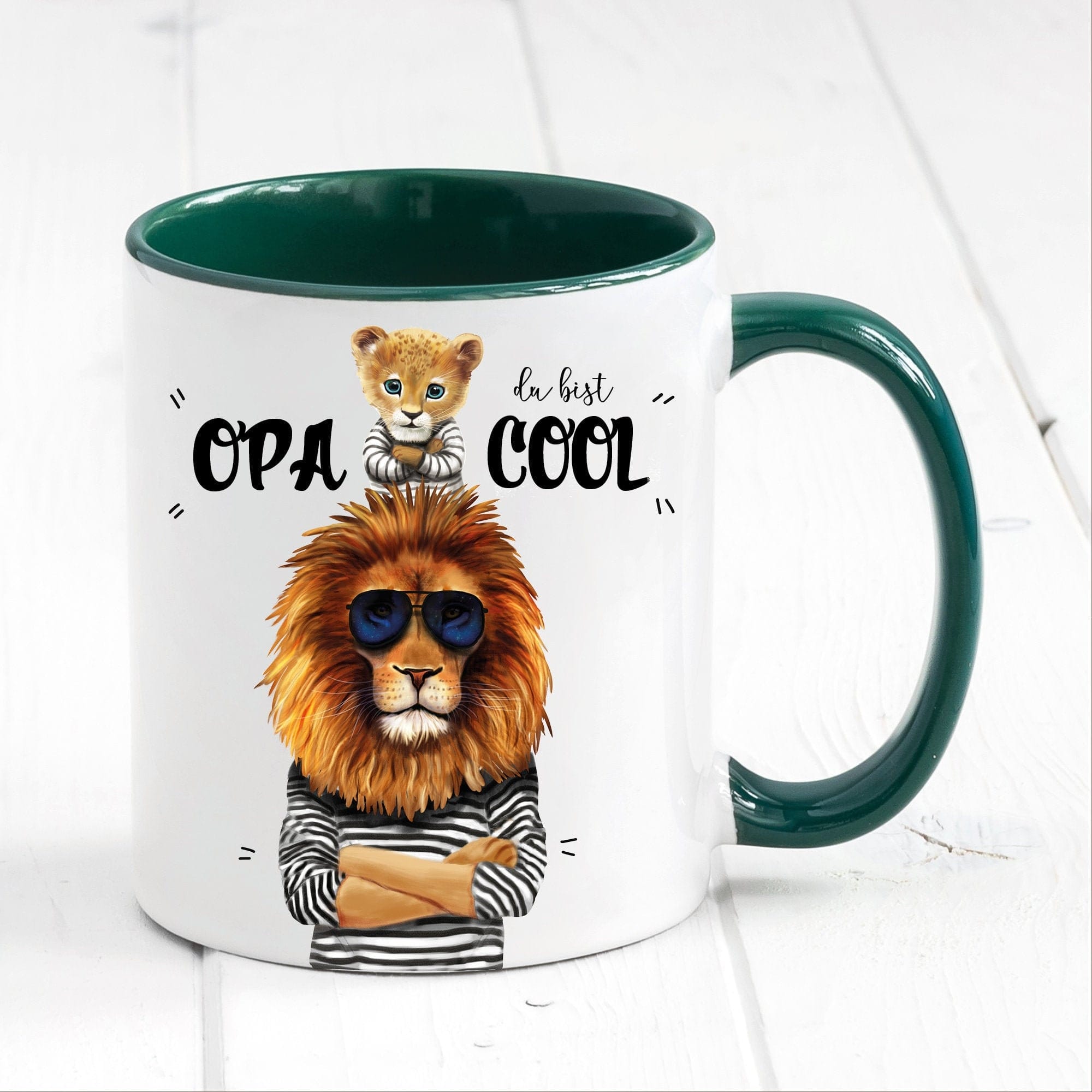 Tasse bedruckt Löwe Opa du bist cool Geschenk Kaffeetasse Geschenkidee Becher Verschenken