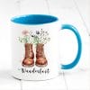 Auf dem Bild ist das Produkt: Tasse bedruckt mit Wanderstiefeln und Wildblumen Wanderlust Geschenk Geburtstag Naturliebhaber Kaffeetasse Kaffeebecher zum Preis von €17.9 abgebildet.