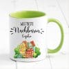 Auf dem Bild ist das Produkt: Tasse bedruckt weltbeste Nachbarin mit Wunschnamen Geschenk Geburtstag Kaffeetasse Kaffeebecher zum Preis von €17.90 abgebildet.