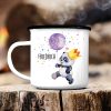 Auf dem Bild ist das Produkt: Tasse Campingbecher Emaille Panda Bär personalisiert mit Wunschnamen Kindertasse zum Preis von €18.9 abgebildet.