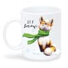 Auf dem Bild ist das Produkt: Tasse für die Winterzeit bedruckt Fuchs Let it snow, Geschenk Kaffeetasse Kaffeebecher, Winter zum Preis von €15.90 abgebildet.