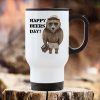 Auf dem Bild ist das Produkt: Thermobecher bedruckt Bär Bierkiste Happy Beers Day Geburtstagsgeschenk zum Preis von €21.9 abgebildet.