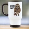 Auf dem Bild ist das Produkt: Thermobecher bedruckt Bär Bierkiste Happy Beers Day Geburtstagsgeschenk zum Preis von €21.9 abgebildet.