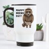 Auf dem Bild ist das Produkt: Thermobecher bedruckt Bär Bierkiste Happy Beers Day Geburtstagsgeschenk zum Preis von €21.9 abgebildet.