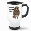 Auf dem Bild ist das Produkt: Thermobecher bedruckt Bär Bierkiste Happy Beers Day Geburtstagsgeschenk zum Preis von €21.9 abgebildet.