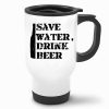 Auf dem Bild ist das Produkt: Thermobecher bedruckt mit einer Bierflasche und der Aufschrift Save water, drink beer, schwarz weiß, Geburtstagsgeschenk Vati zum Preis von €21.9 abgebildet.