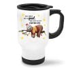 Auf dem Bild ist das Produkt: Thermobecher mit Griff Faultier auf Ast Weihnachtstasse Kaffeebecher to go mit Spruch zum Preis von €21.90 abgebildet.