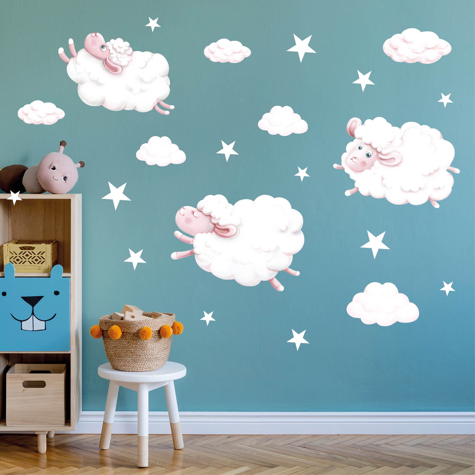 Wandtattoo Kinderzimmer Schafe Schäfchen Wolken Schäfchenwolken Dekoration Babyzimmer