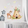Auf dem Bild ist das Produkt: Wandtattoo Kinderzimmer Tipi Indianer Reh Zelt Eule Schmetterlinge Dekoration Babyzimmer zum Preis von €19.9 abgebildet.
