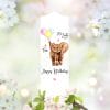 Auf dem Bild ist das Produkt: Weiße Geburtstagskerze Kerze zum Geburtstag oder Geburt Elefant Luftballons personalisiert mit Wunschname zum Preis von €5.9 abgebildet.