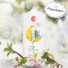 Auf dem Bild ist das Produkt: Weiße Taufkerze Kerze zur Taufe oder Geburt Elefant auf Mond mit Name Datum Taufspruch zum Preis von €23.90 abgebildet.
