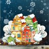 Auf dem Bild ist das Produkt: Wiederverwendbares Fensterbild Weihnachten Winter Altstadt Häuser Häuserreihe Fensterdekoration zum Preis von €13.90 abgebildet.