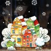 Auf dem Bild ist das Produkt: Wiederverwendbares Fensterbild Weihnachten Winter Altstadt Häuser Häuserreihe Fensterdekoration zum Preis von €13.90 abgebildet.