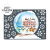 Auf dem Bild ist das Produkt: Wiederverwendbares Fensterbild Weihnachten Winter Schneekugel Rostocker Rathaus Fensterdekoration Stadtbild zum Preis von €13.90 abgebildet.