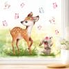 Auf dem Bild ist das Produkt: Fensterbild Frühling Ostern Reh mit Hasen und Schmetterlingen Fensterdeko Kinderzimmer Kind zum Preis von €13.9 abgebildet.
