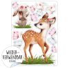 Auf dem Bild ist das Produkt: Fensterbild Frühling Ostern Reh mit Hasen und Schmetterlingen Fensterdeko Kinderzimmer Kind zum Preis von €13.9 abgebildet.