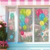 Auf dem Bild ist das Produkt: Fensterbild Karneval Luftballons Konfetti wiederverwendbar Frühling bunte Ballons Fasching zum Preis von €17.9 abgebildet.