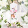 Auf dem Bild ist das Produkt: Taufkerze Junge Mädchen Reh Rehkitz heiliges Kreuz pastell mit Namen Datum und auf Wunsch eigenem vorgegebenem oder keinem Taufspruch zum Preis von €5.9 abgebildet.