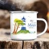 Auf dem Bild ist das Produkt: Campingbecher Emaille Maritim Leuchtturm verschiedene Sprüche zur Auswahl, Geschenk Geburtstag 300 ml zum Preis von €18.9 abgebildet.