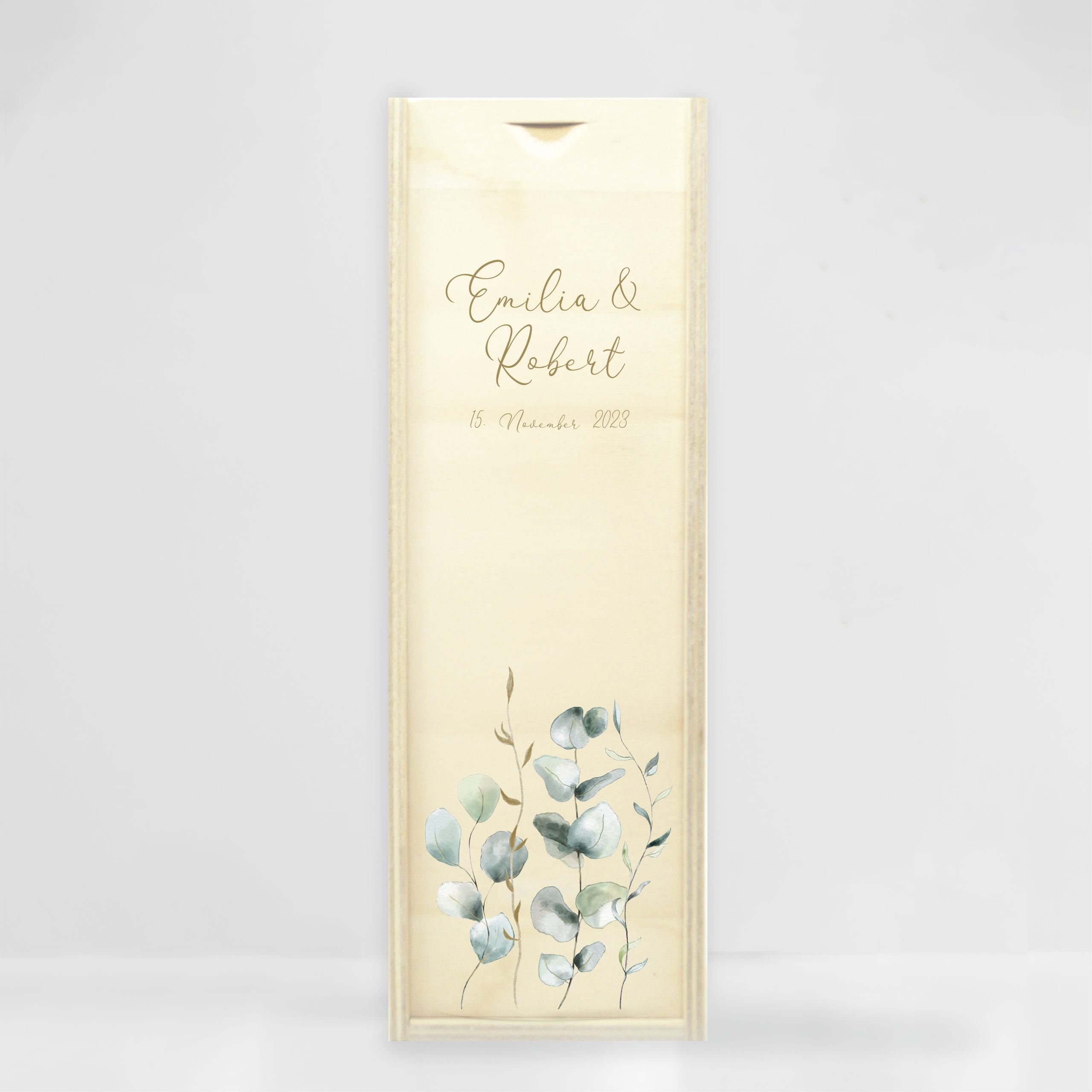 Auf dem Bild ist das Produkt: Weiße Hochzeitskerze mit Eukalyptuszweigen Boho personalisiert Hochzeitsgeschenk Spruch zum Preis von €5.9 abgebildet.