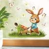 Auf dem Bild ist das Produkt: Fensterbild Frühling Ostern Hase mit Schubkarre Möhren Schmetterlingen Fensterdeko Kinderzimmer Kind Frühlingsdeko zum Preis von €13.9 abgebildet.