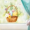 Auf dem Bild ist das Produkt: Fensterbild Frühling Wiederverwendbar Ostern Ostereier Korb mit Schmetterlingen Blumen Fensterdeko Kinderzimmer Kind Frühlingsdeko zum Preis von €13.9 abgebildet.