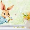Auf dem Bild ist das Produkt: Fensterbild Frühling Ostern Osterhase hineinschauend Schmetterlingen Blumenstrauß Wiederverwendbar Fensterdeko Kinderzimmer Kind Frühlingsdeko zum Preis von €13.9 abgebildet.