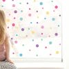 Auf dem Bild ist das Produkt: Fensterbild Karneval Konfetti wiederverwendbar Frühling bunte Punkte Fasching farbige Kreise A4 zum Preis von €13.9 abgebildet.